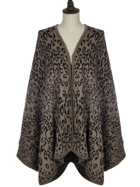 Leopard Cape - Taupe & Black